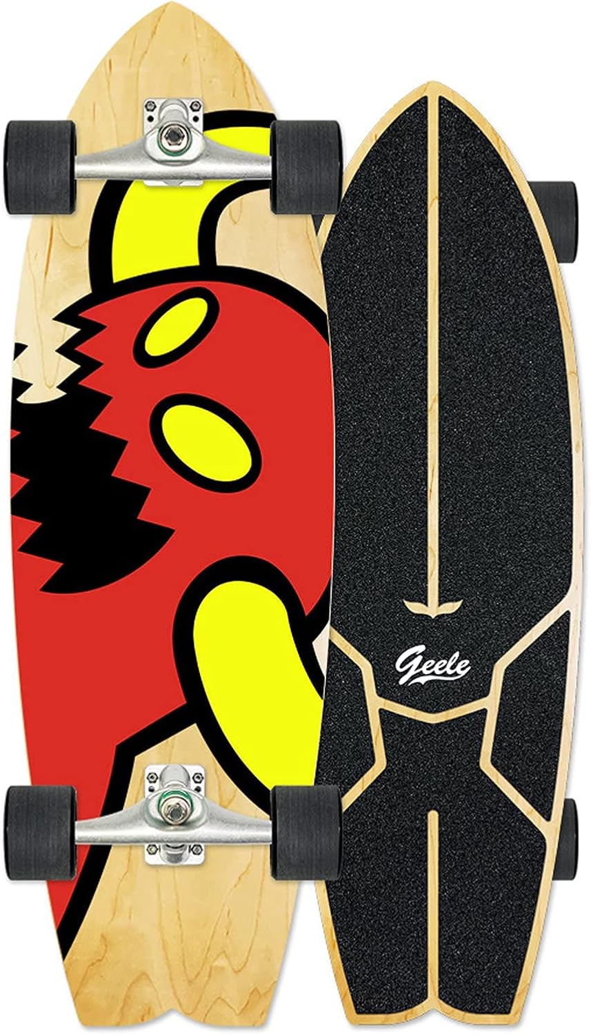 VOMI Pumping Skateboard 31inch CX4 Carving Turck Surfskate Bearing ABEC-11 Land Surfing Skateboard 7 Layers of Canadian Maple Simulated Surfing Training Board Beginner ski Practice Board (C)