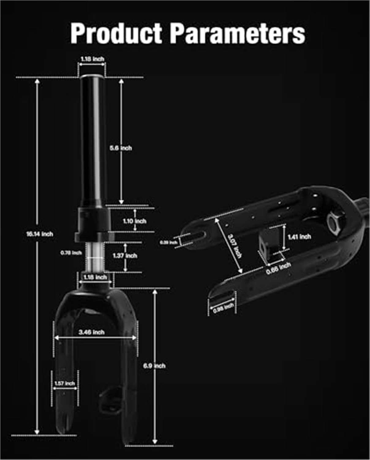 Front, fork Shock Absorber, for Ninebot, by, for Segway, Max G2 G65 KickScooter Suspension mechanism with hydraulic damper Aluminum Alloy, fork G2 Scooter Accessories E Scooter Suspension Upgrad