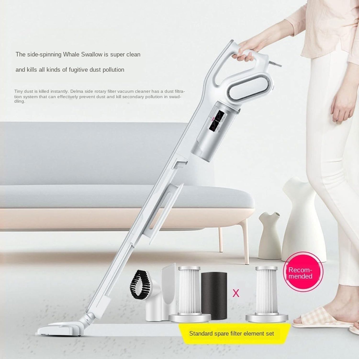 WAGNUS Hand Held Vacuum, Two Way Handle Vacuum Cleaner, Soft Vacuum, Low Noise, Small Household Vertical Hand-held dust Remover, Quiet and Strong