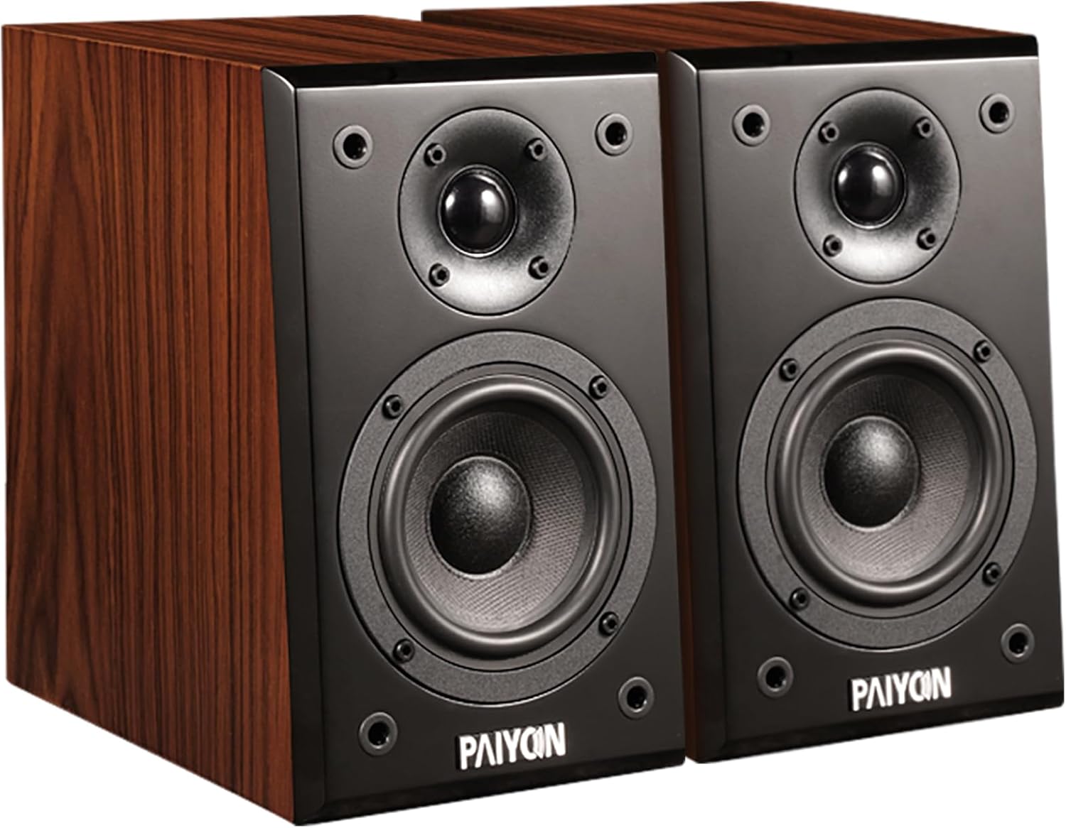 PAIYON Q1 50W Passive Bookshelf 8 Ohm Speakers HiFi Stereo Home Audio with 2 Way 4inch Woofer 1 inch Cat-Eye Silk Tweeter(Amplifier or Receiver Required)
