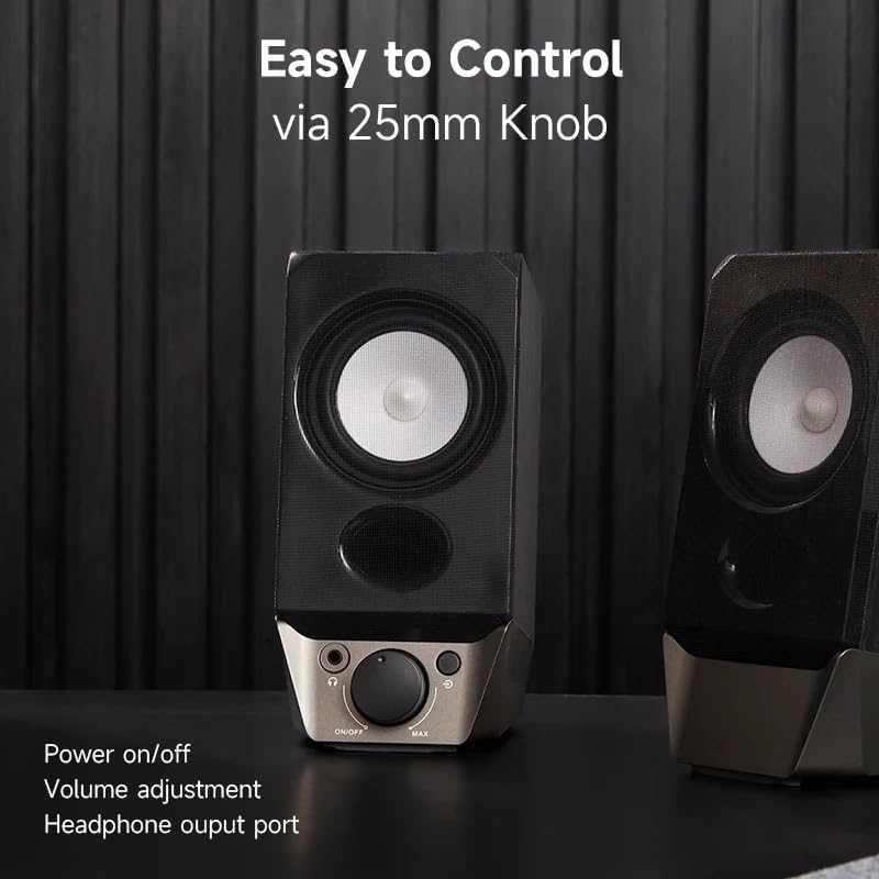 JSEIAJB Computer Speakers with V5.3 AUX Input 2W+2W Output Power Strong Bass USB-A for PC Tablet Laptop