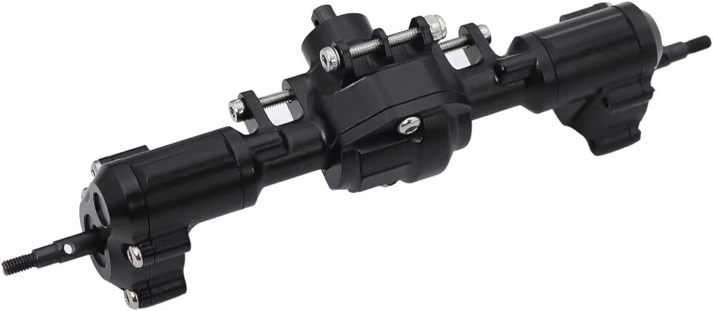 RC Front Rear Drive Axle Compatible with Redcat for Ascent-18 1/18 RC Crawler Upgrade Parts Aluminum Front Rear Portal Axle Complete Axles Set with Servo Mount(Black,Front and Rear)