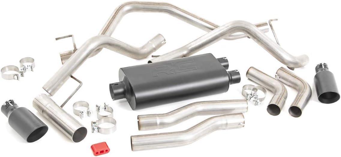 Rough Country Stainless Dual Cat-Back Exhaust for Ram 1500 (2009-2018) 4.7L & 5.7L V8 Engine - Performance Tuned, Aggressive Growl