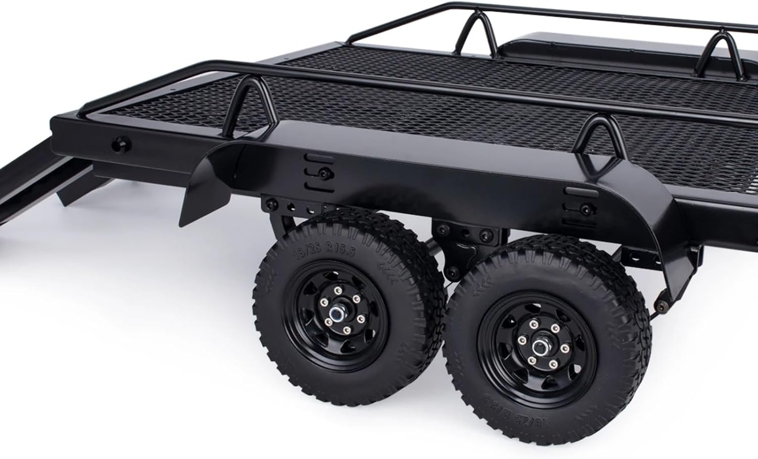 RC Upgrade Accessories for Axial for SCX10 for TRX4 for TRX6 D90 1/10 Double Axle with Light Metal Trailer Bucket Flat Plate Large Trailer RC for Rock Crawler