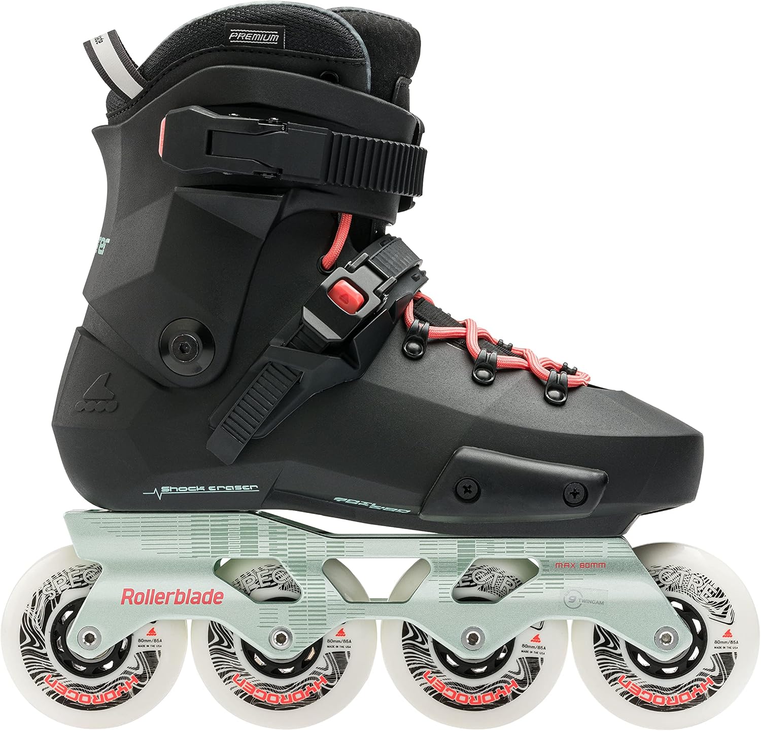 Rollerblade Twister XT Women's Adult Fitness Inline Skate, Black/Mint, Urban Performance Inline Skates