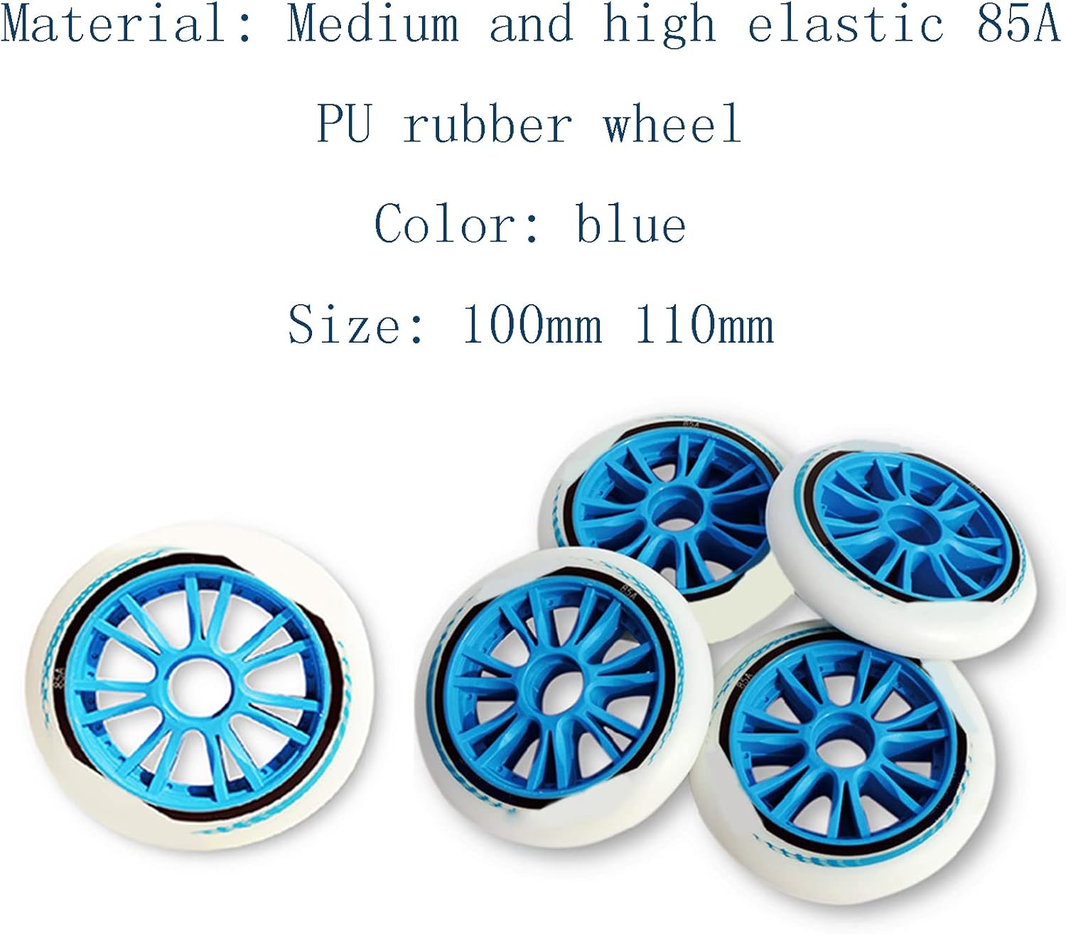 Inline Skate Wheels for Outdoor Indoor 85A Inline Hockey Replacement Wheels Low Noise Wear-Resistant PU Wheels 100mm 110mm