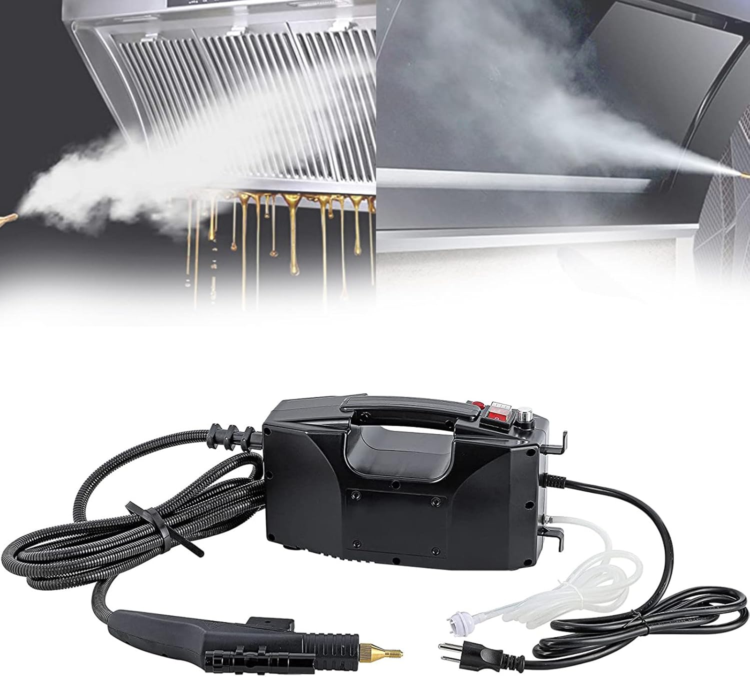 XYEJL 3000w High Pressure Steam Cleaner Automatic Mobile Cleaning Machine, Portable Handheld Steamer Cleaner, Automatic Pumping, for Kitchen Bathroom Furniture Car,Black-220V