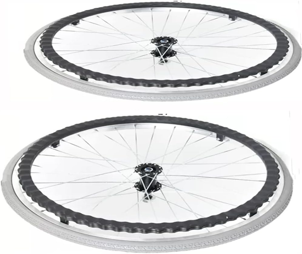 Manual Wheelchair Replacement Wheels 24inch, Wheelchair Rear Wheel Solid Tire, Non Pneumatic Wheelchair Wheels Replacement Parts with Bearings(Black,2pcs24) (Gray 2pcs24)