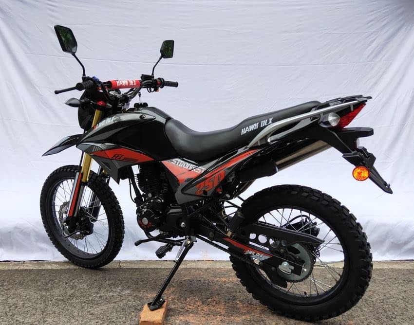 HHH Hawk DLX 250 EFI Fuel Injection 250cc Enduro Motorcycle Bike Hawk Deluxe scooter Dirt Bike, Street Bike, 5 speed Sports Bike (Red) - Extra Large