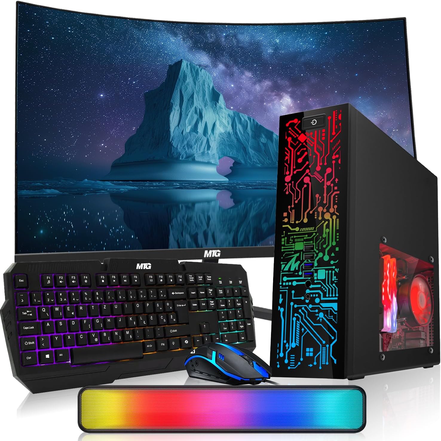 Hp Desktop Computer PC – Intel Core i5, 32GB ARGB RAM, 2TB SSD, 32 Inch Curved Monitor, RGB Keyboard with AI Copilot Key and Mouse, RGB Soundbar, Windows 11(Renewed)