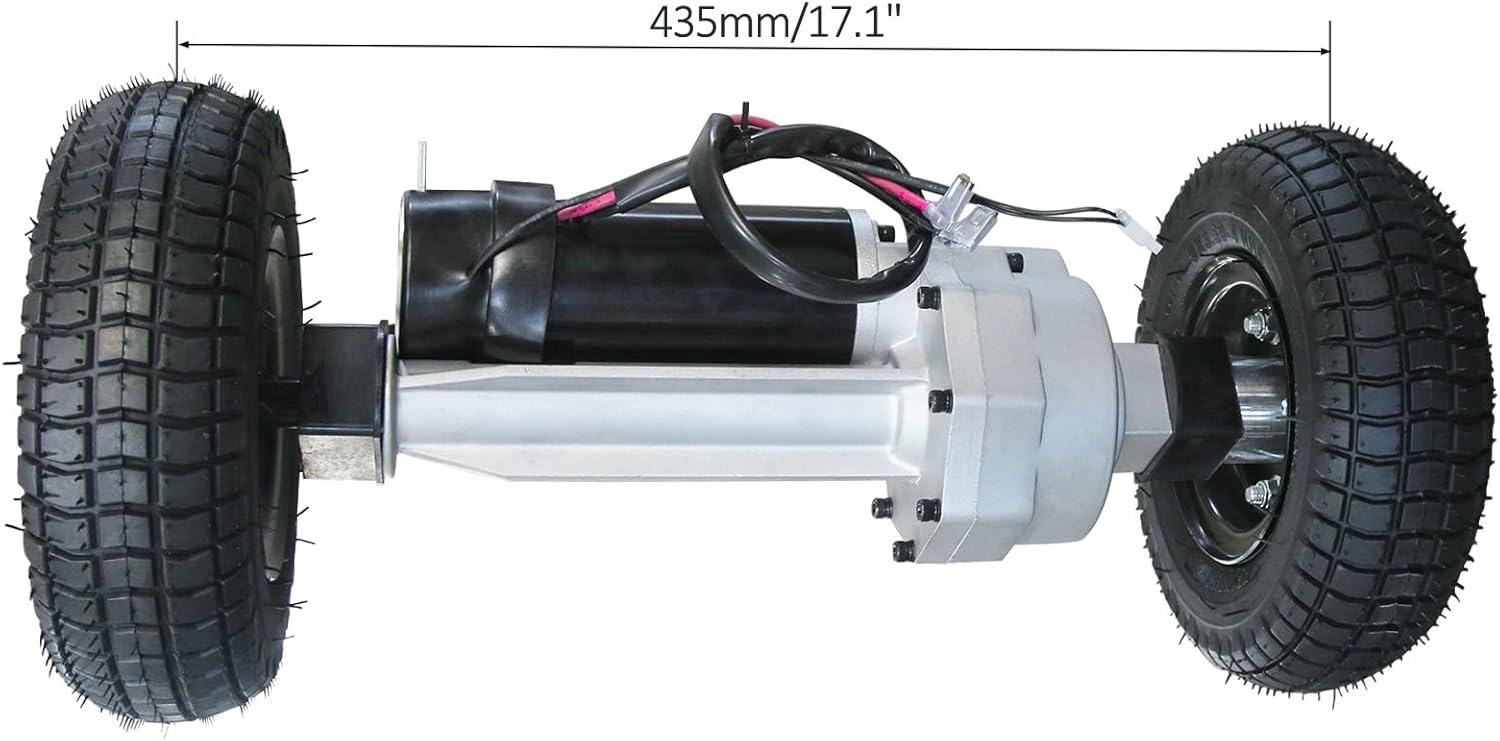 24V 350W Rear Transaxle Motor 5000rpm with 9x3.50-4 9x3.50x4 Tires with Wheels for Trolley Wagon Scooter Skateboard Tricycle Wheelbarrow WheelChair Agricultural Utility Vehicles