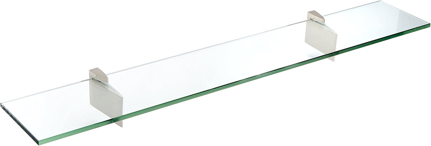 Spancraft Glass R-8x48-Brushed Steel Raven Glass Shelf, Brushed Steel, 8