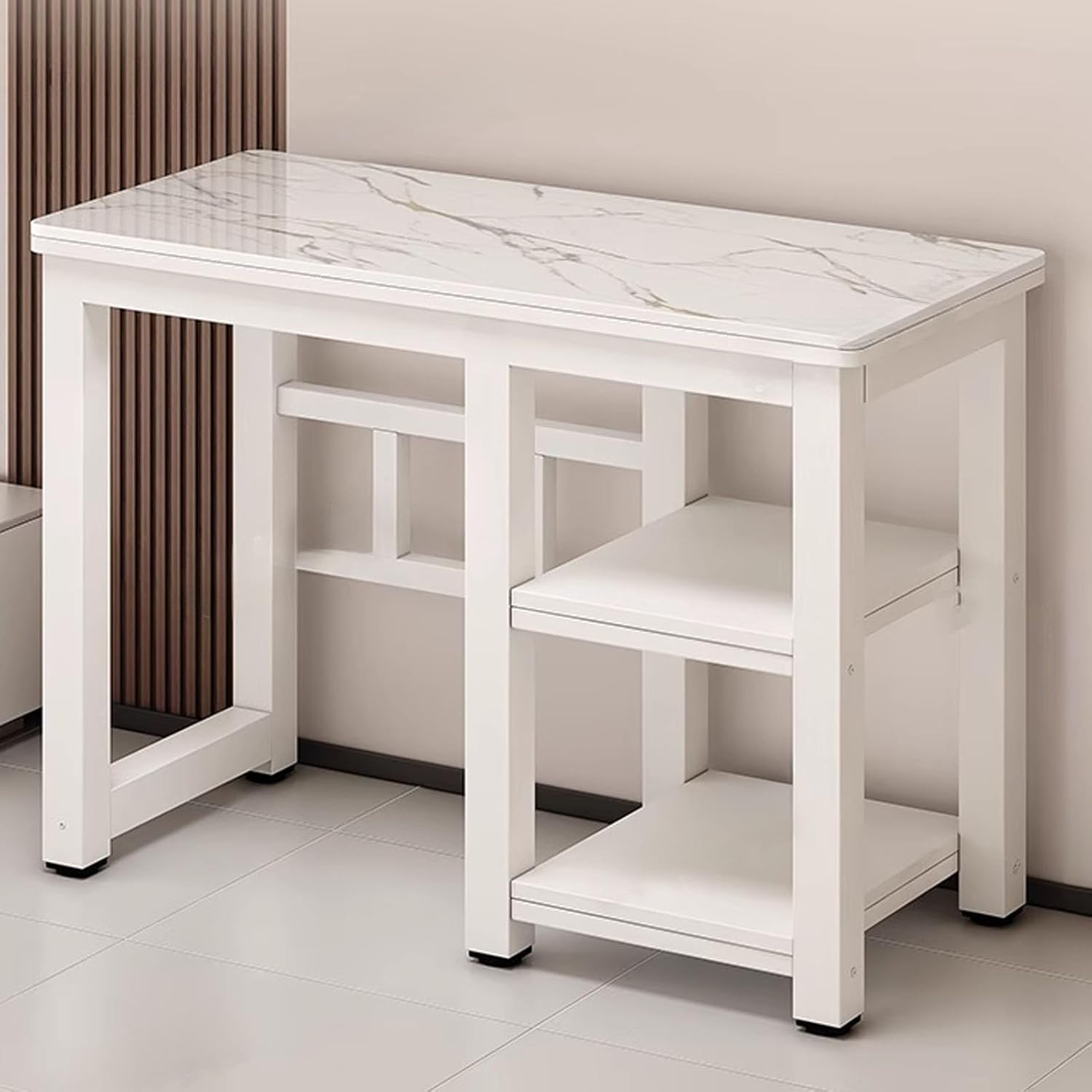 JIAOCKJIAO JKGHK Sweeping Robot Storage Stand Rack, Robot Vacuum Stand Cabinet with Storage, Vacuum Hidden Cabinet for Sweeping with Slate Desktop, Floor-Standing Fish Tank Rack(55.5x15.7x29.5in)