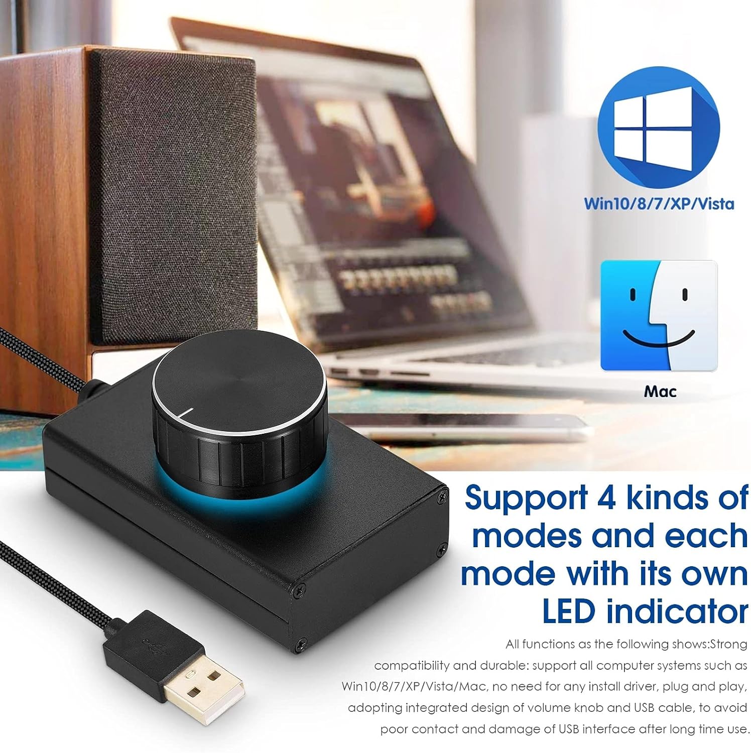 2021 New Mini USB Volume Controller for Computer Speaker One Key Mute Lossless Audio Control Knob (Color : A) (B)