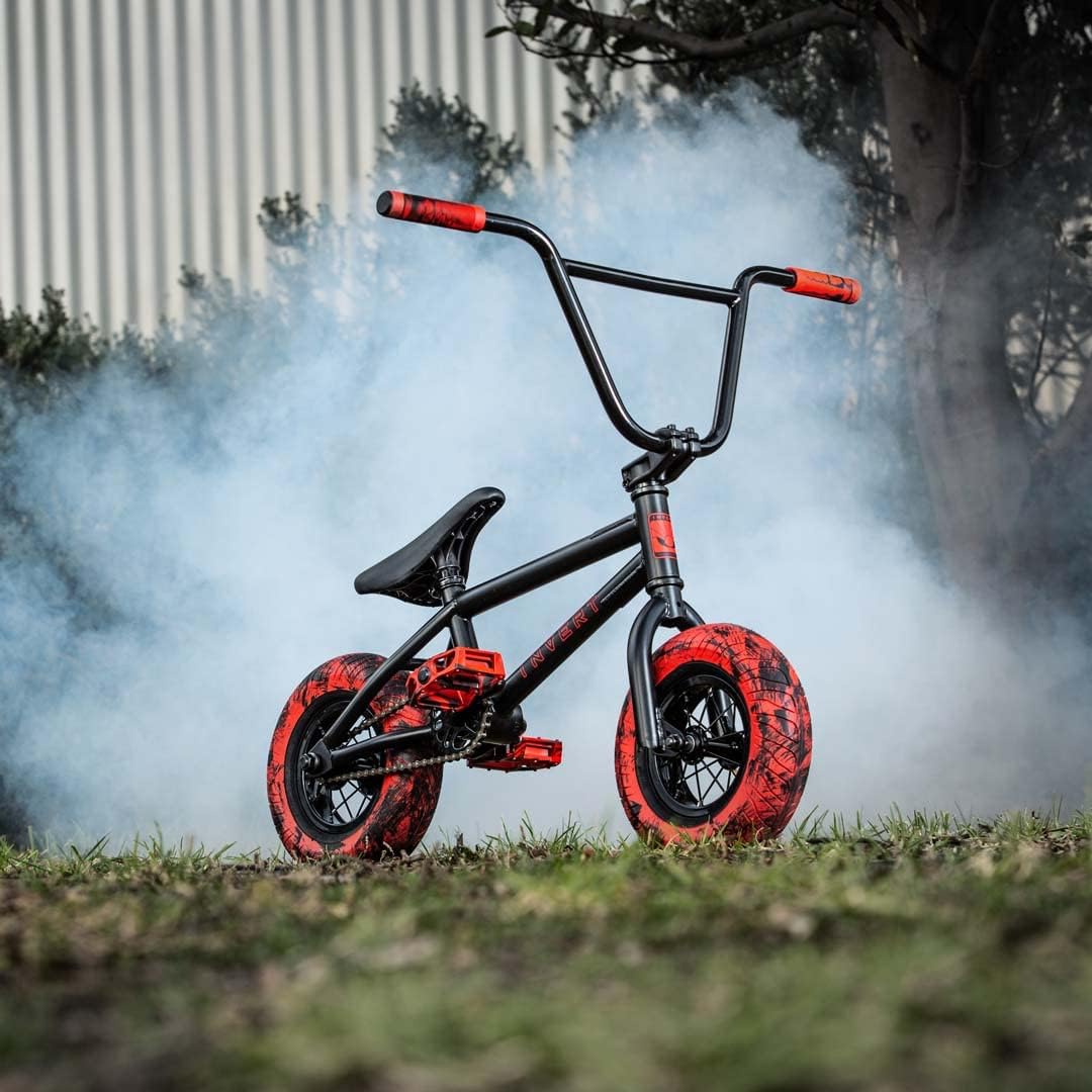 Invert IVS Mini BMX Bike, Top-Load Stem, Fixed Saddle, Lightweight Hi-Tensile Steel Frame, Freestyle BMX with Custom Marble Tires for Kids Aged 6 and Up Supports 220 lbs