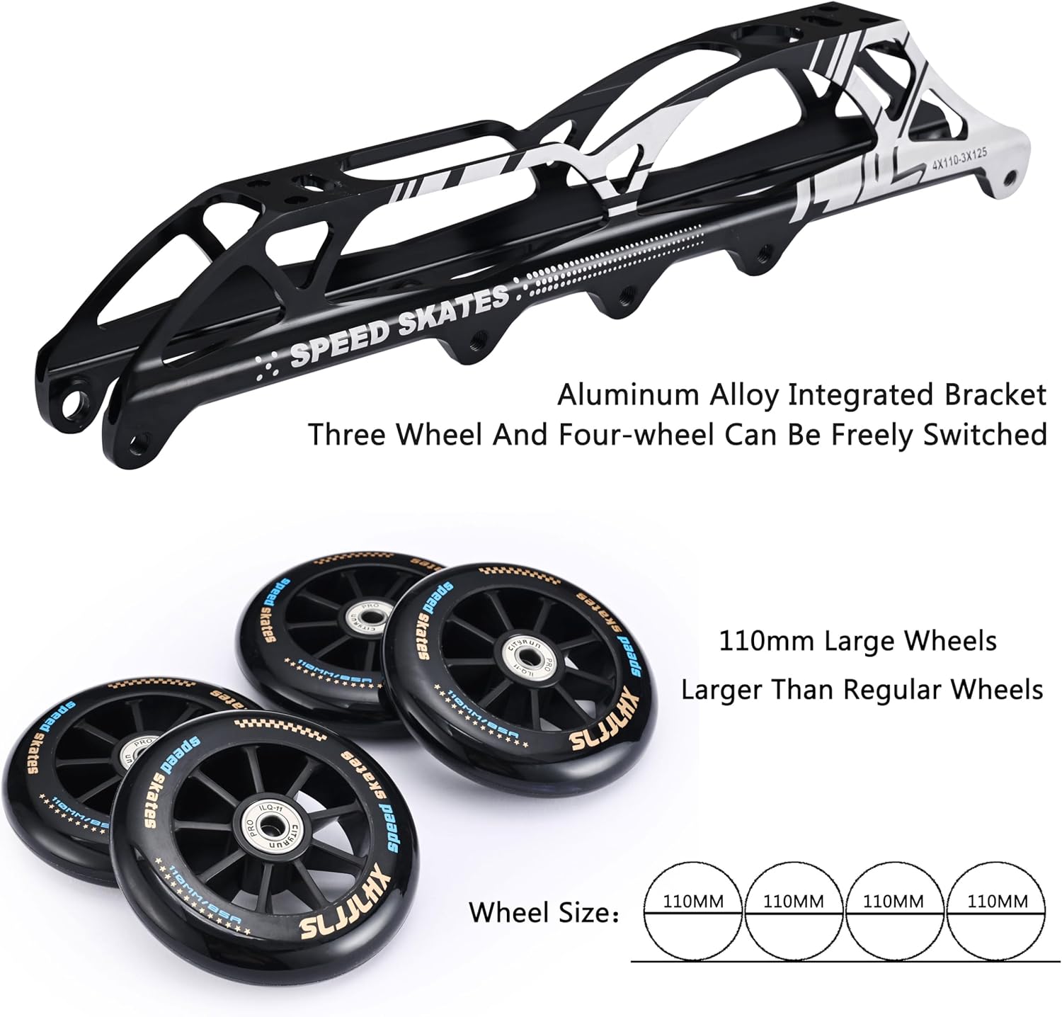 Inline Speed Skates Adult for Mens Womens, Professional Fitness Racing Skates Adult Male, High Performance Roller Skating, Black