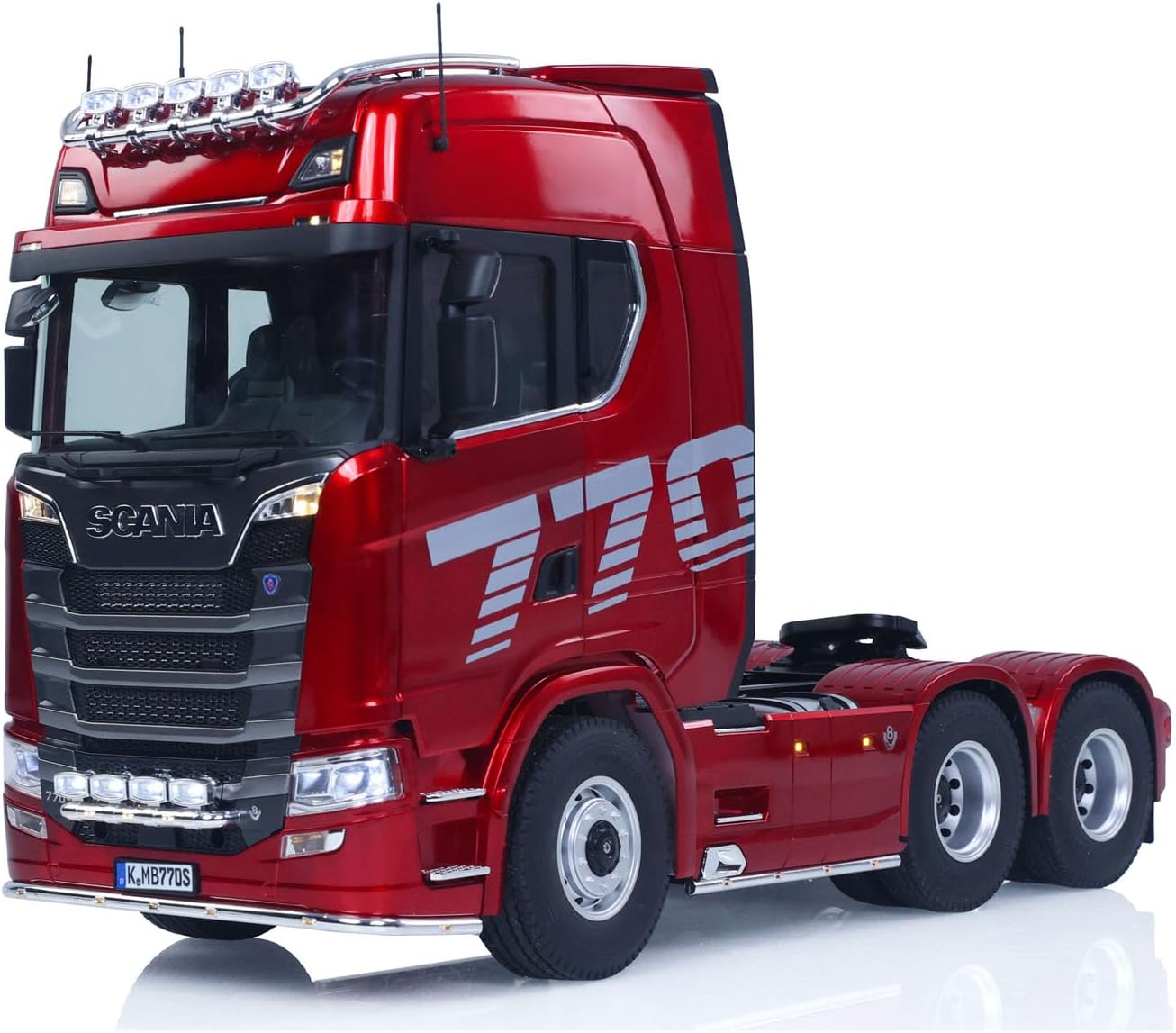 KABOLITE 1/14 6x6 770S 100 RC Tractor Truck Lorry Car 2Speed Gearbox Differential Lock RTR Model for Adult(Red), Fit with Semi Trailer Flatbed 1502 TH16848, 1/14 2Axle Trailer TH01024