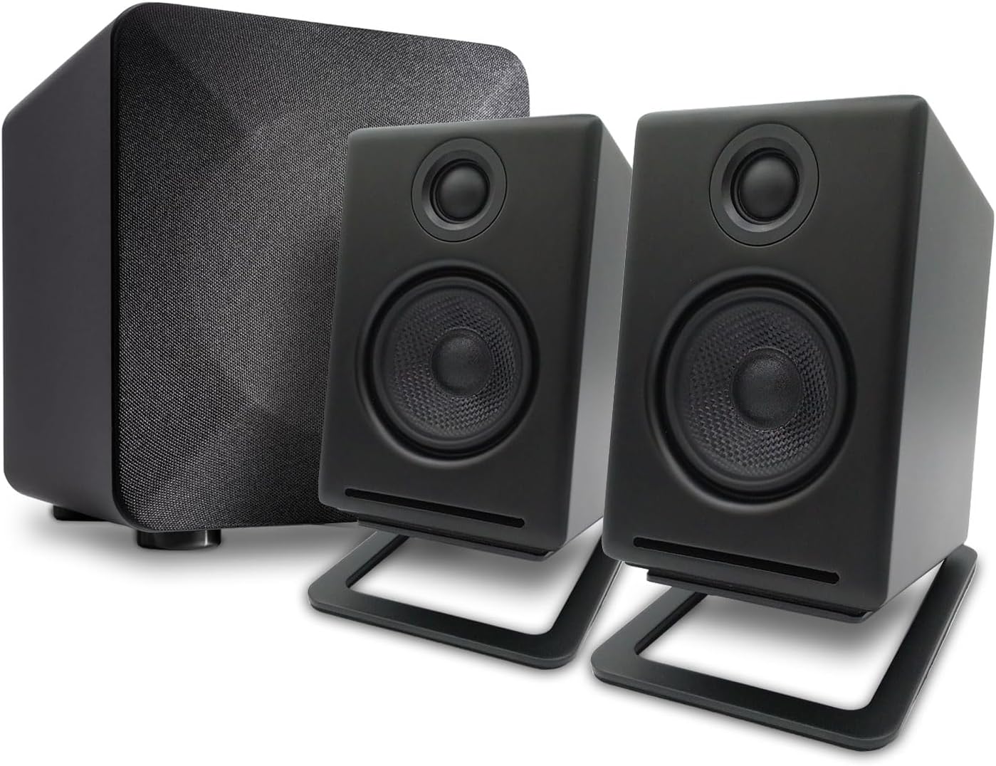 Audioengine A2 Black Computer Speakers with S6 Subwoofer and DS1M Stands