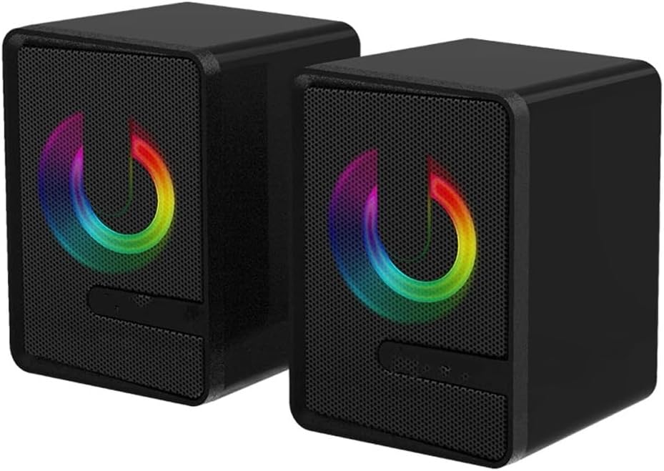 JSEIAJB Computer Speaker Wired Subwoofer Stereo Full-Range Portable Mini RGB Speaker for Laptop Desktop Computer