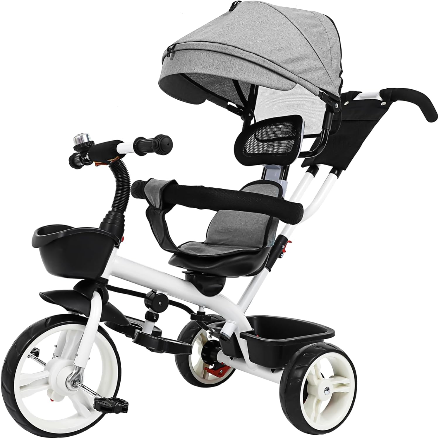 UPKOCH Tricycle Stroller for Height with Stylish Design and Materials for Boys and Ages Grey Canopy Tricycle