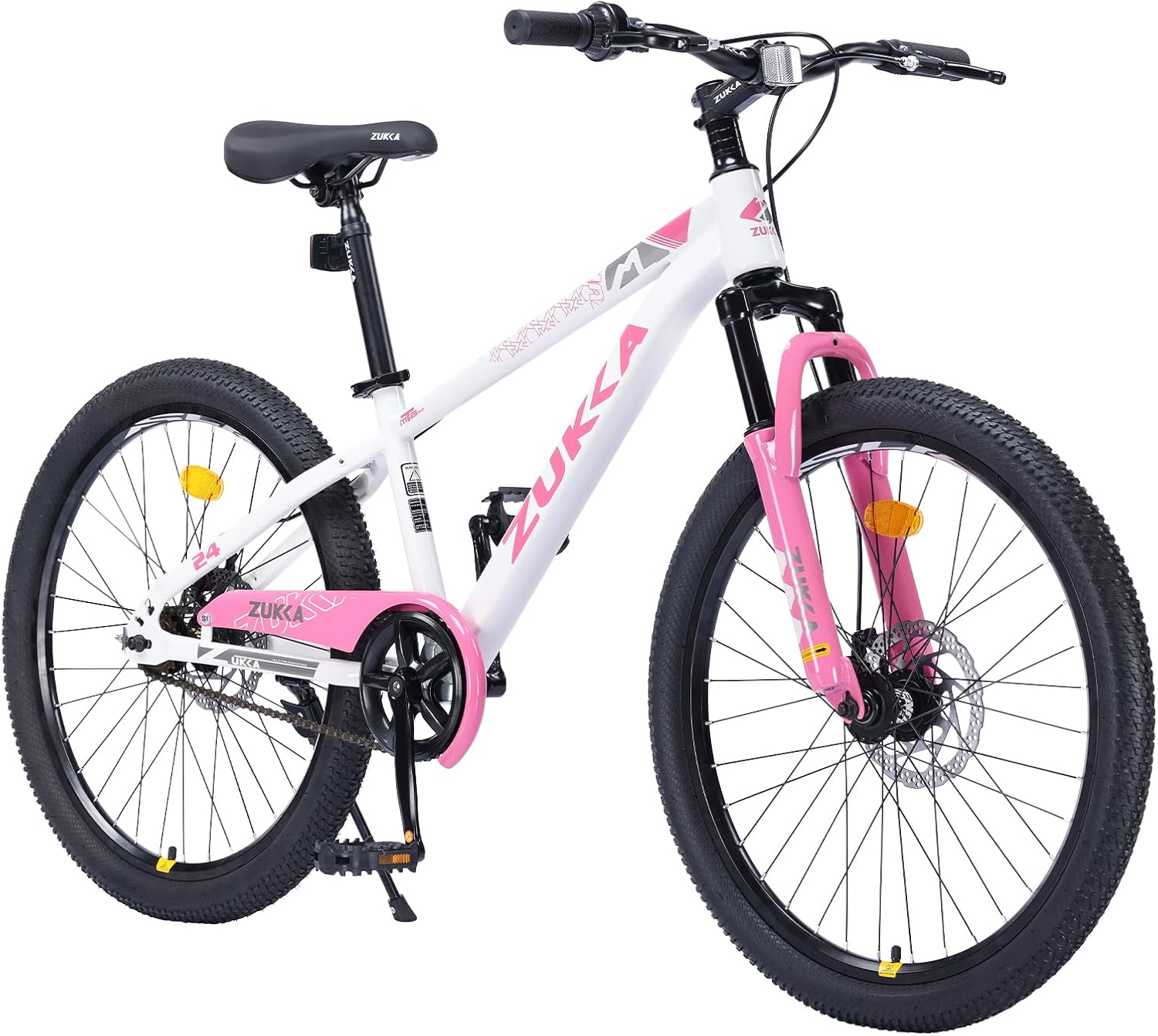 MEGHNA Kids Mountain Bike Suspension Front Fork 20inch / 24inch Wheels Bike Dual Disc Brakes Single Speed with Chainguard for 7-12 Year Old Kids Boys Girls Youth