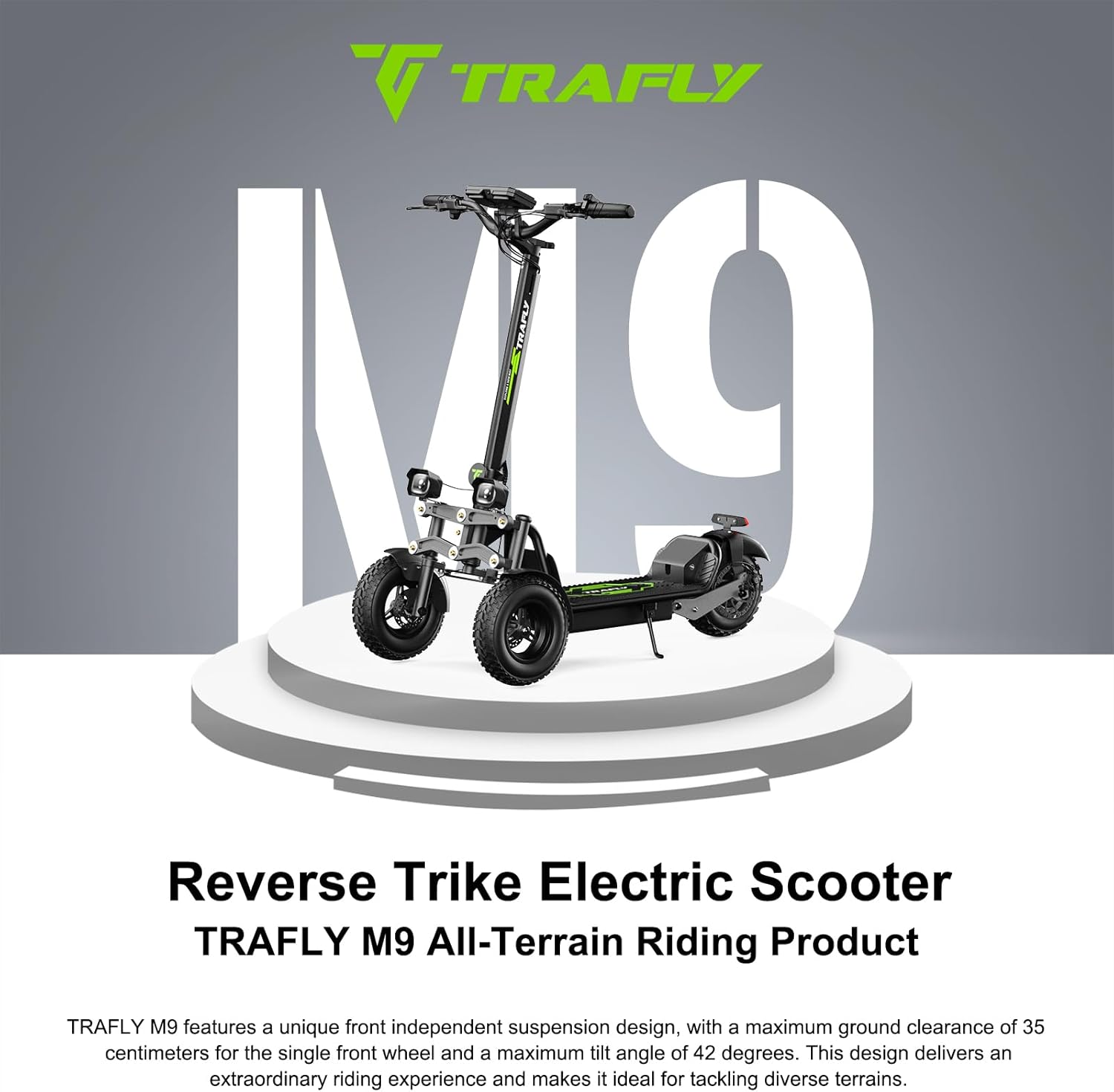 3-Wheel Electric Scooter for Adults, Dual 12“ Front/ 10” Rear Pneumatic Tires-Reverse Trike Design, All-Terrain 48V 1500W Motor, 47-Mile Range, 25 MPH, Hydraulic Brakes & Rear Suspension