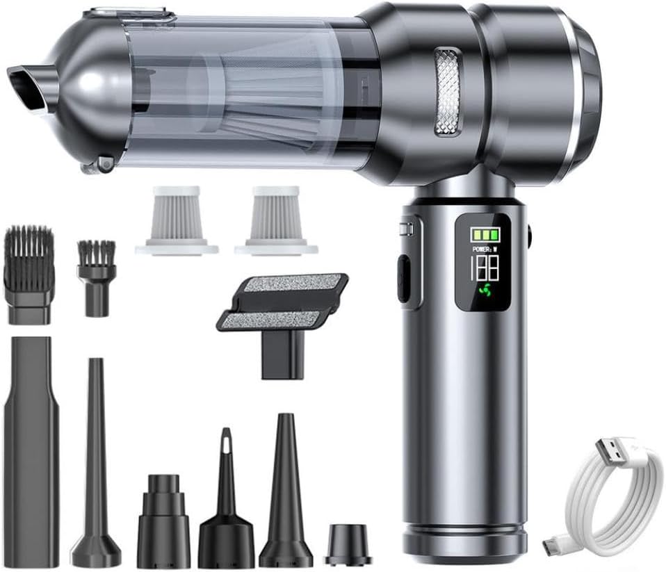 XpmEQQeve Car Vacuum LED Lamp Cleaner Powerful 98000PA Cordless Portable Vacuum Cleaner for Home Appliance Handheld Blower Car Cleaner(Grey 2 HEPA)