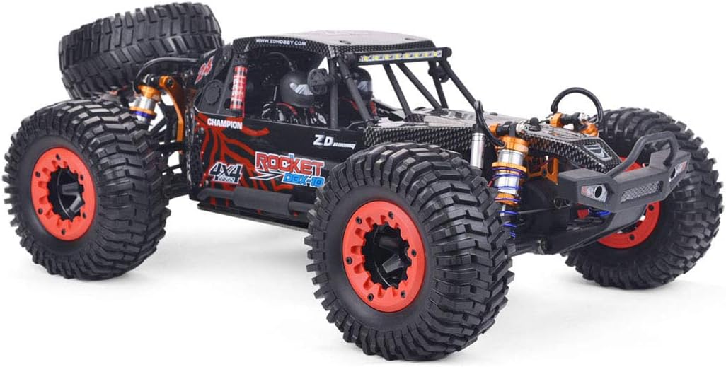 1:10 Scale All Terrain Vehicles, Brushless Motor Remote Control Car, 2.4GHz High-Speed 80KM/H RC Cars, 1:10 Monster RC Truck Off-Road with LED Headlight and Spare Tire for Adults