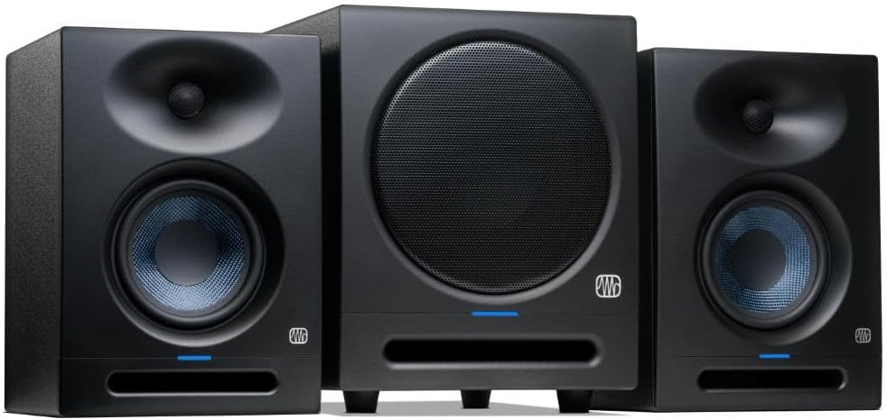 PreSonus Eris 2.1 Bluetooth Speaker System With Subwoofer - Studio 5 Monitor Pair & Sub 8 BT for Full Range Audio, Near Field Music Production, Desktop Computer, Hi-Fi Home Audio