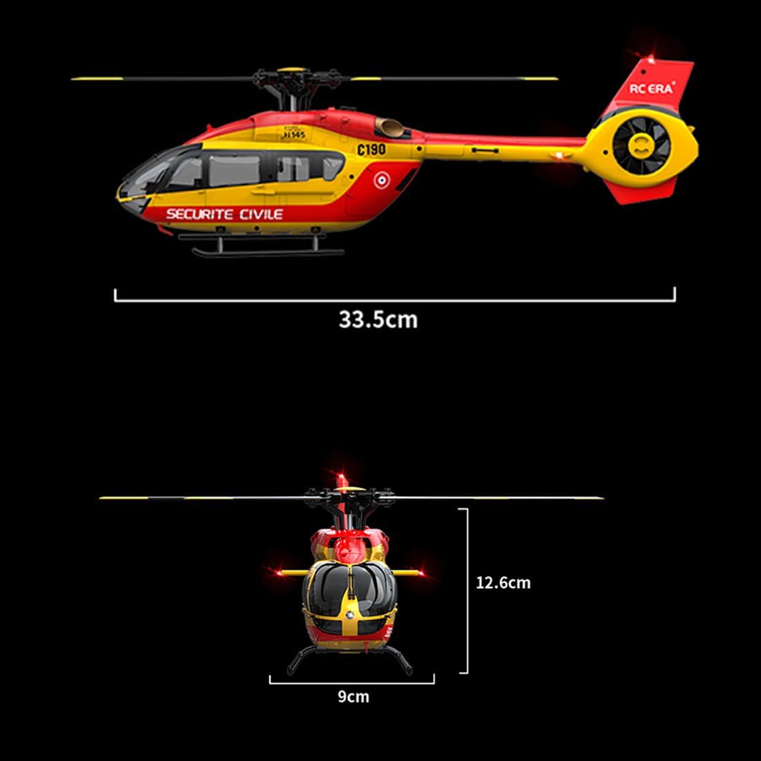 C190 H145 6CH Single Rotor RC Helicopter with Brushless Motors, Altitude Hold, Optical Flow, Modular Battery, Gyro Stabilization – For Adult Beginners & Pros(RTF Version/Red Yellow) - 4 Battery