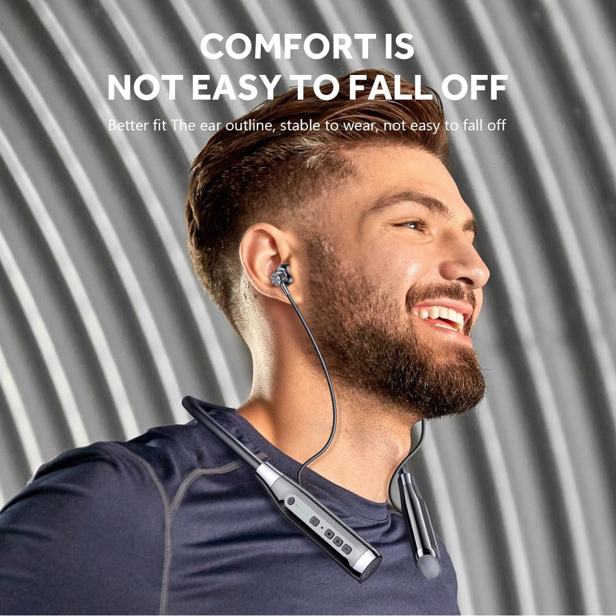 IKXO Bluetooth Headphones Wireless Neckband Bluetooth Headset with 100H Playtime,Sports Waterproof Earphones with Durability,Noise Cancelling with Mic for Phone Laptop PC TV Running Workout,Black