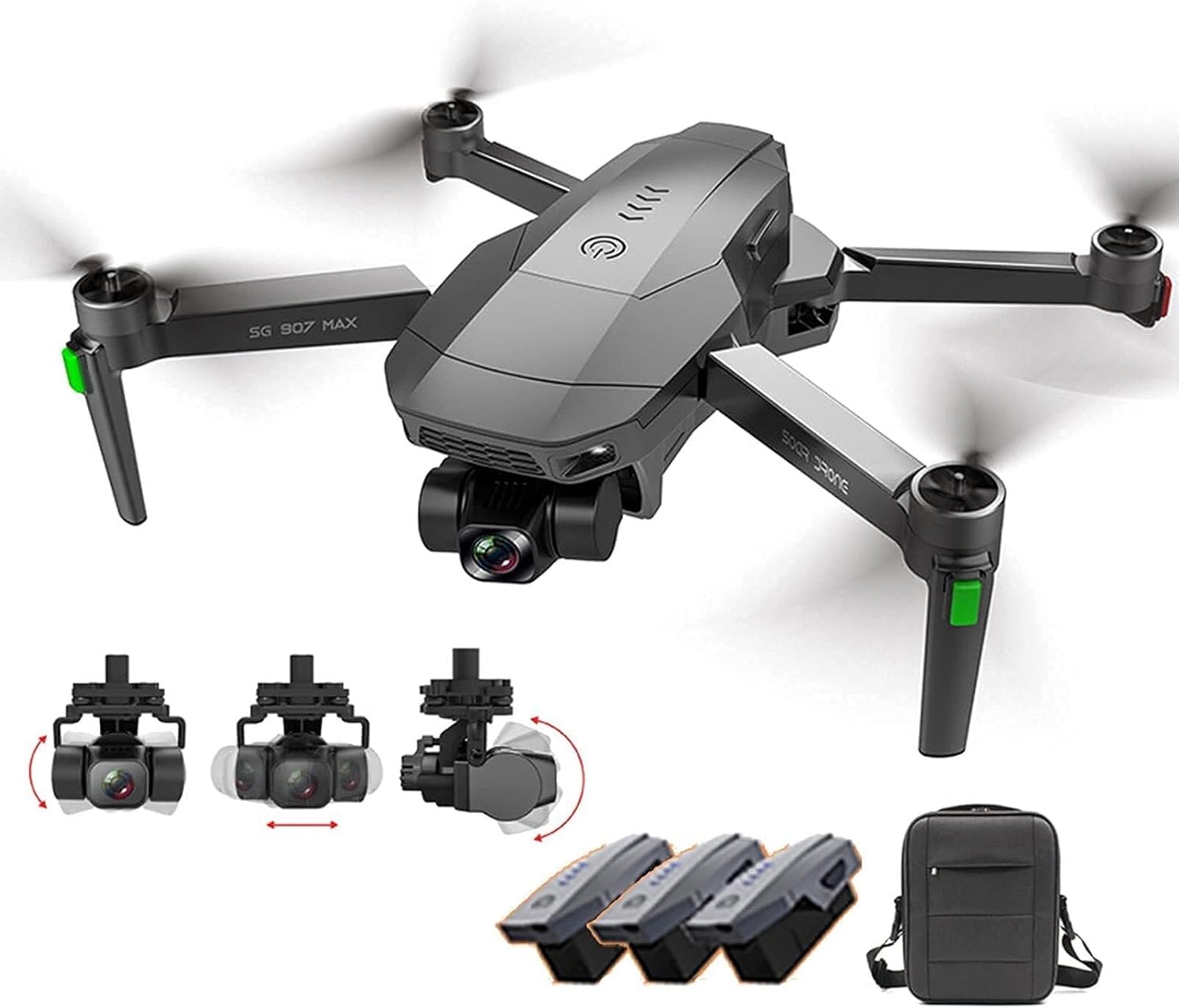 Drones for AdultsDrone with 4K HD Camera for Adults Foldable Drone for Beginners FPV RC Quadcopter Three-axis Anti-Shake Gimbal Includes Carrying Case (3 Batteries)