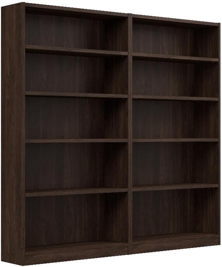 Pemberly Row Tall 5 Shelf Bookcase Set in Black Walnut - Engineered Wood