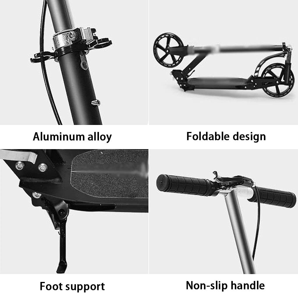 Scooters Folding Commuting Scooter Height Adjustable Kick Scooter, Students Go to School by Scooter, Adult Go to Work Scooters (Color : White, Size : 45 * 32 * 80-105cm)