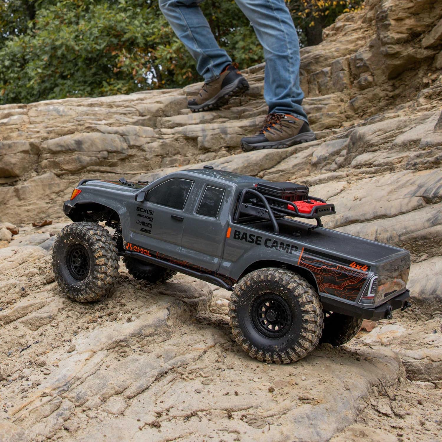 Axial RC Truck 1/10 SCX10 III Base Camp 4X4 Rock Crawler Brushed RTR (Battery and Charger Not Included), Gray, AXI-1375T2