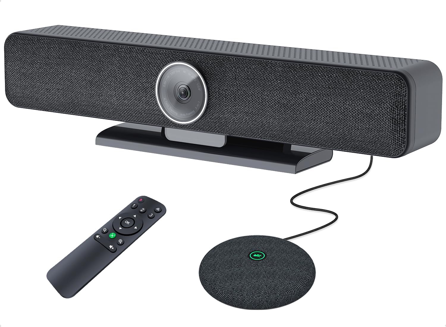 Video Conferencing System, 4K Conference Room Camera with 4 Microphones & 1 Expansion Mic & Speaker, AI Face & Speaker Tracking, 120° Wide Angle View, PC/Mac/Laptop/Meetings/Teams/Zoom - Large