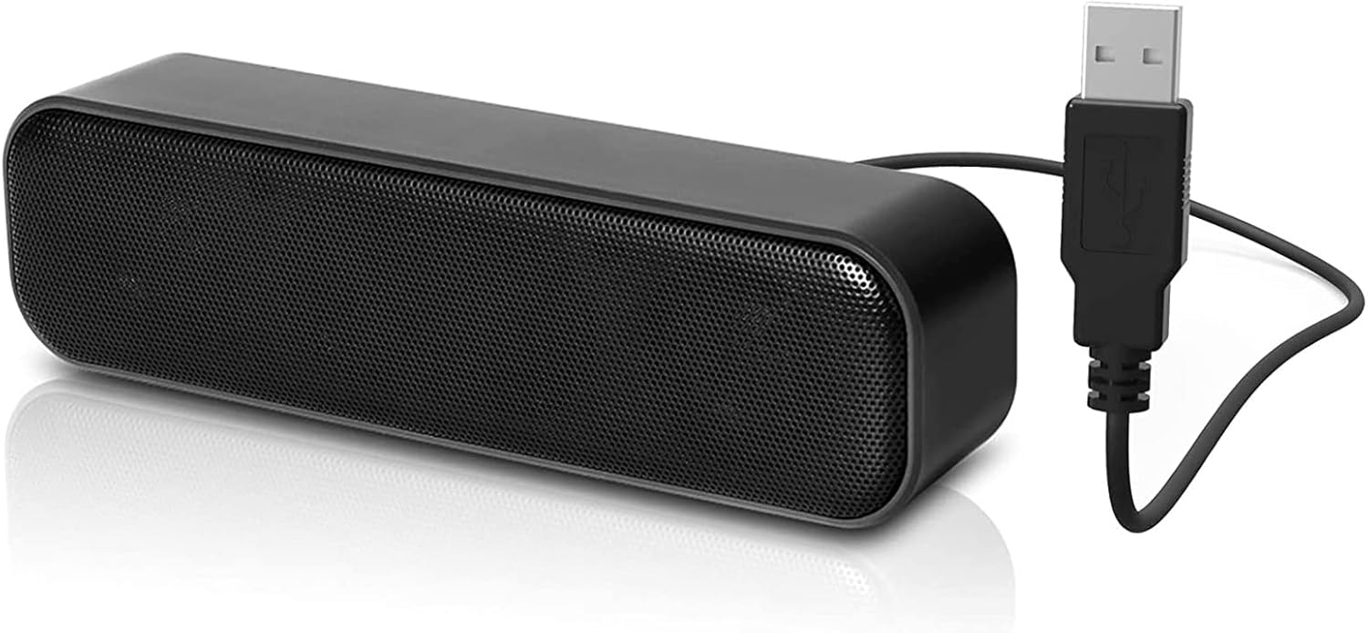 USB Computer Speaker, Laptop Speaker with Stereo Sound & Enhanced Bass, Portable Mini Sound Bar