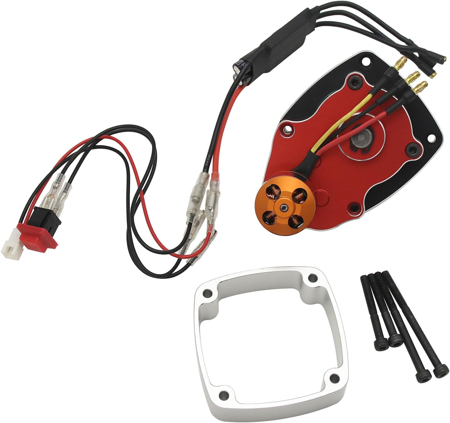 FLMLF CNC Metal Electric Start Set Fit for Zenoah CY QJ RCMK Marine Engine 26cc-58cc PUM Rc Boat Parts (Red)