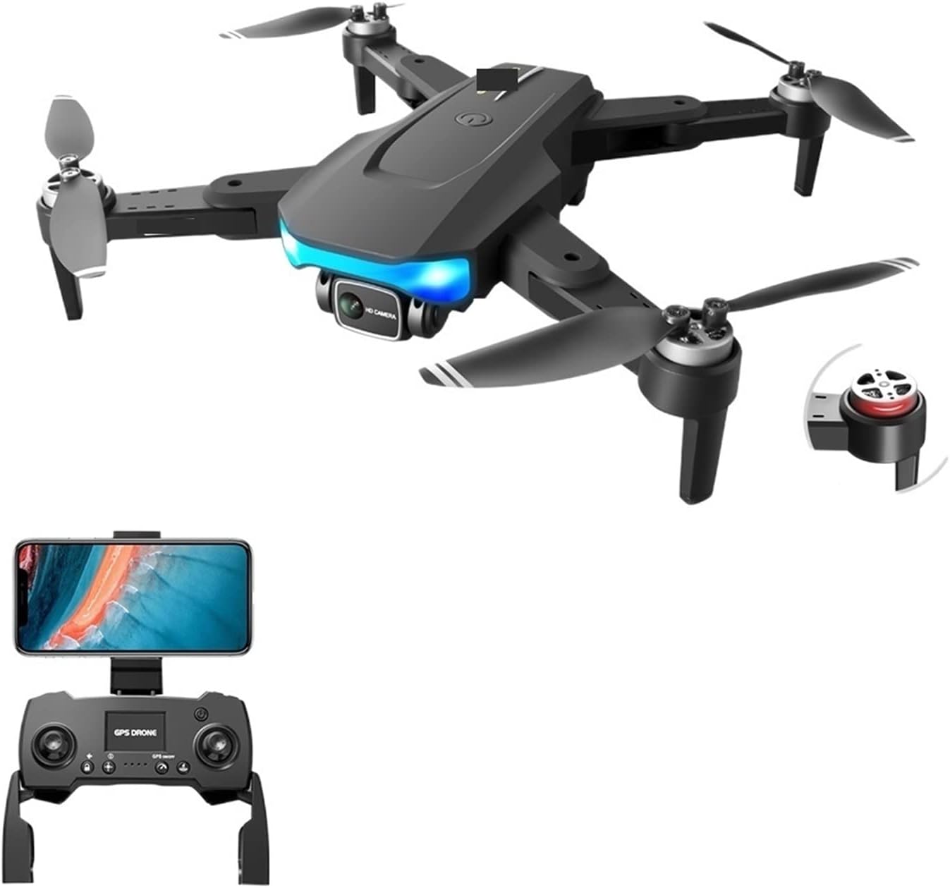 Drone Drone 6K Profesional GPS 5G WiFi RC Quadcopter Dual Camera Optical Flow 1KM Distance Helicopters Brushless Motor Toys One Key Take Off/Landing (Color : 2 Battery Bag Size : 1) (3 Battery Bag 1)