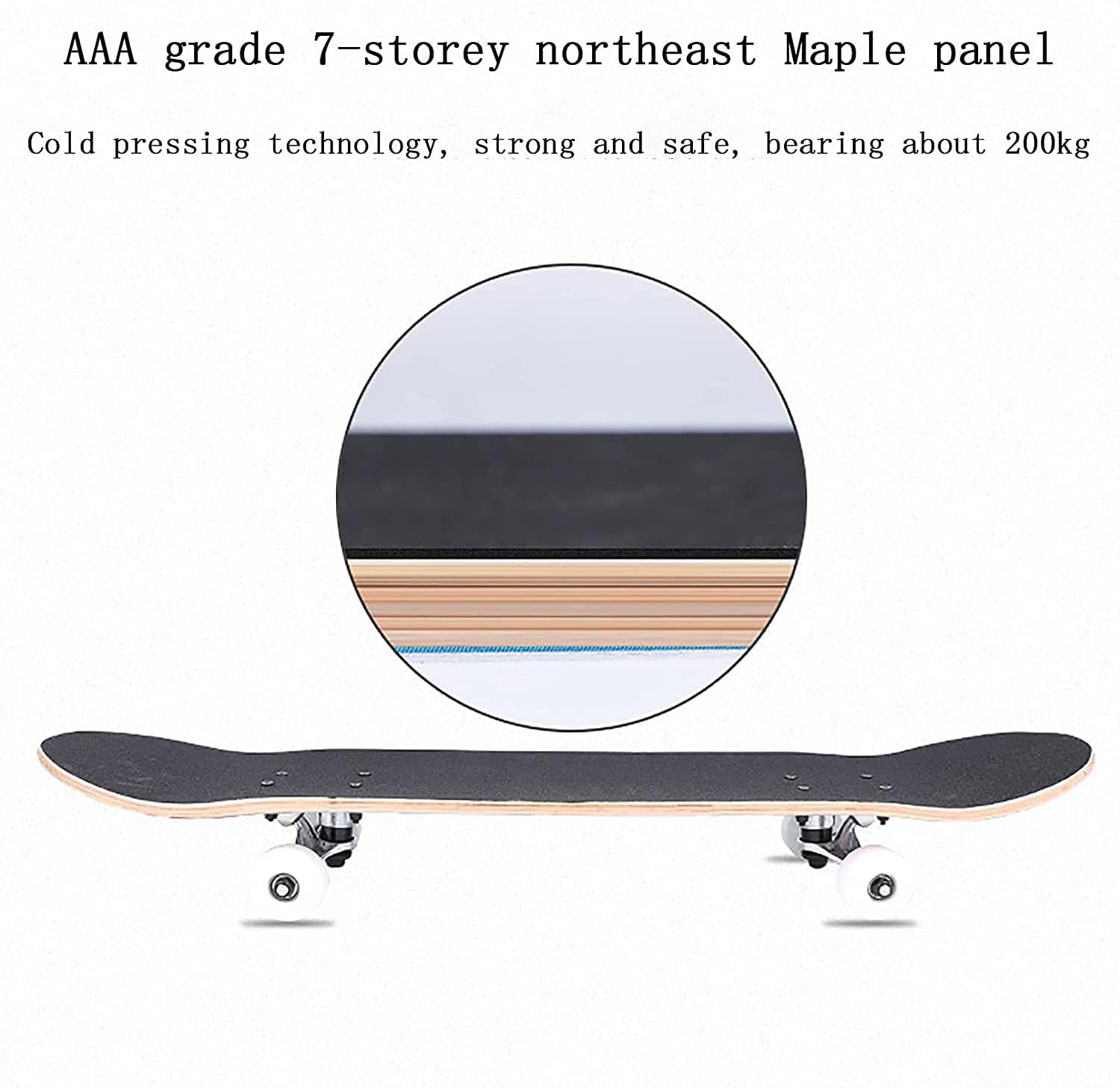 Four-Wheel Skateboard 7-Layer Maple Deck Skateboard Beginner Professional Standard Double Kick Board Suitable for Adults and Teenagers 31 inches X 8 inches
