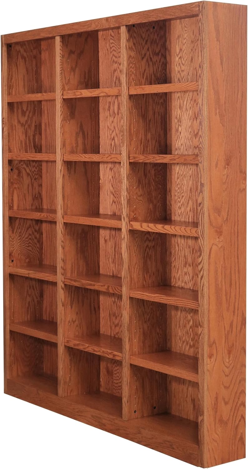 Concepts In Wood Traditional 84inches Tall 18-Shelf Triple Wide Wood Bookcase, Dry Oak