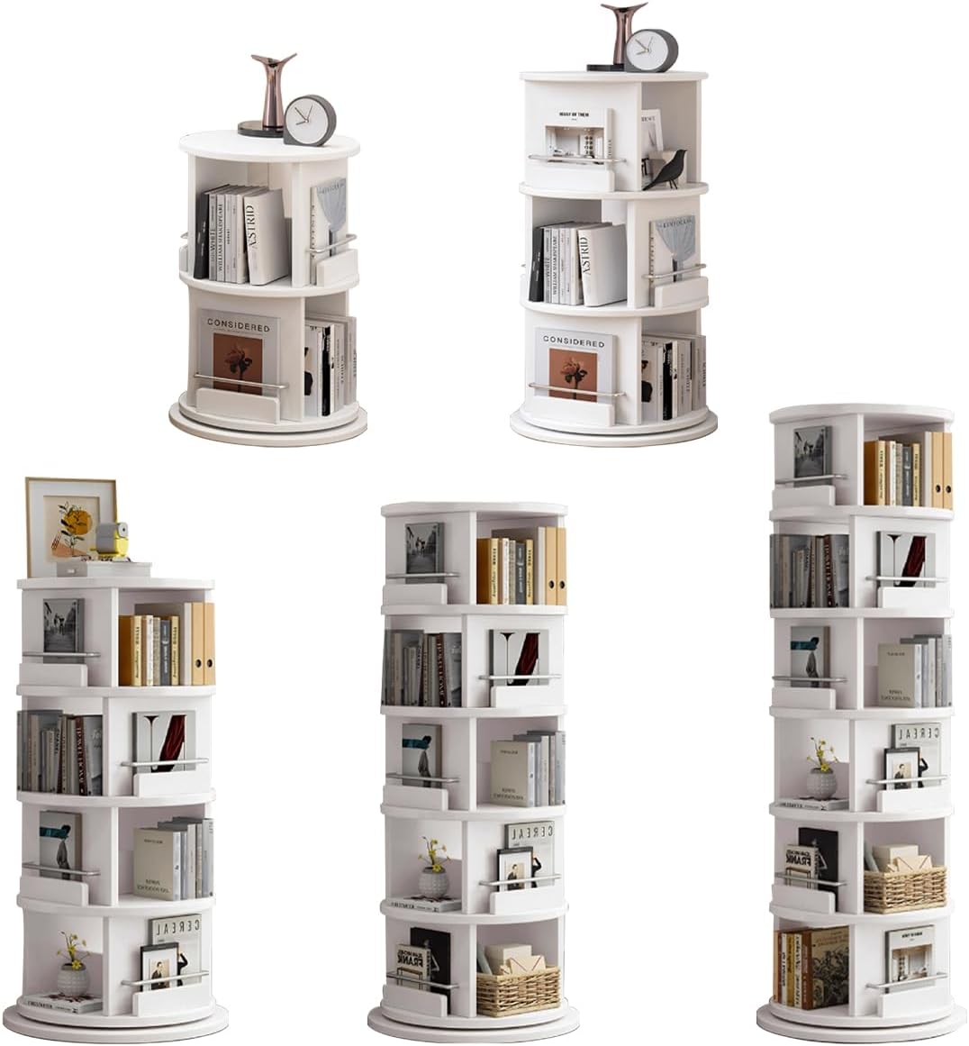 DIRAMPT Rotating Bookshelf,Spinning Bookshelf,Rotating Bookshelf Tower,Rotating Bookcase,Corner Bookshelf,Small Bookcase