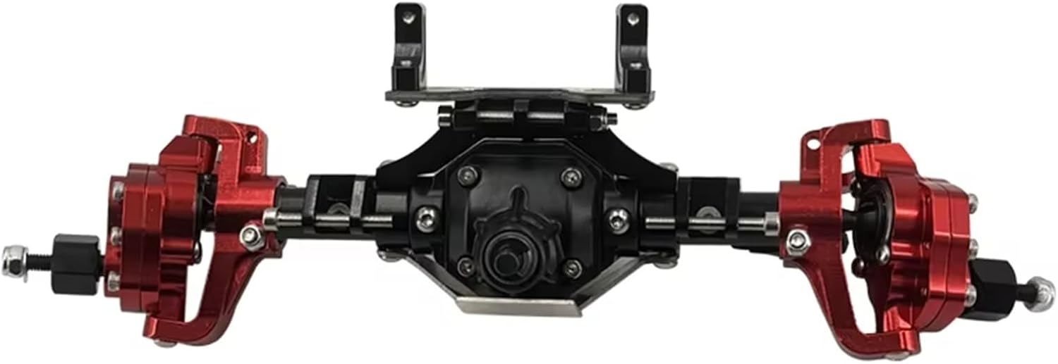 RC Car Parts Compatible with Axial 90046 90047 Scx10 I 1/10 RC Car Accessories Upgrades Parts Metallic Body Front and Rear Portal Axle Set(Red,Front and Rear)