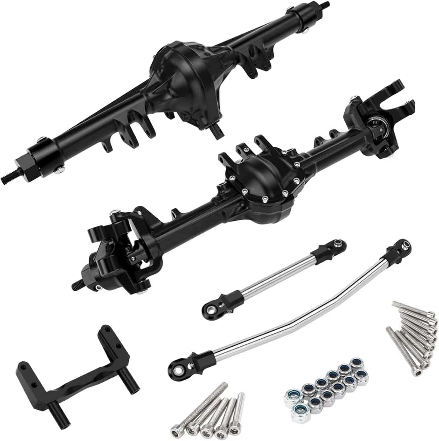 Rc Crawlers Axles For Axial For SCX10 I II 1/10 Aluminum Front Rear Axles Set RC Crawler Car Upgrade Model Accessories Assemble Reapir Replace(Black)