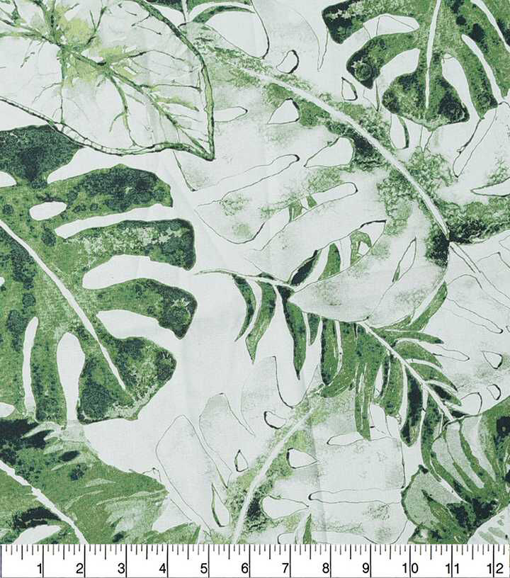 Large Scale Tropical Leaves Green Novelty Cotton Fabric