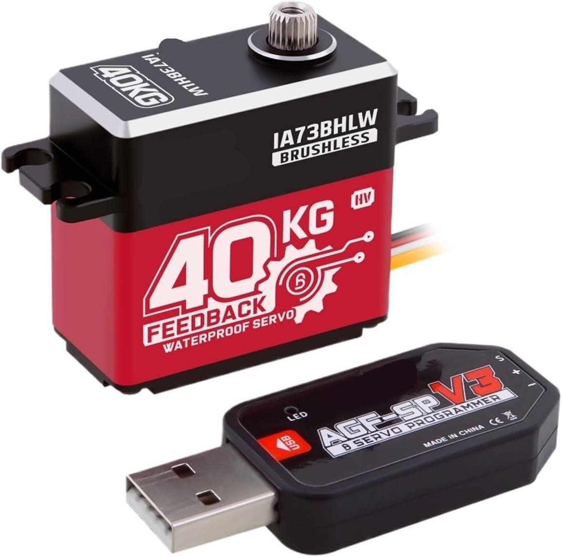 IA73BHLW HV Brushless 40KG High Torque Digital Steering Magnetic Waterproof IP67 with Position Feedback RC Servo Motor(IA73BHLW set2)