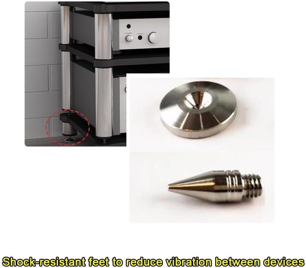 SHACNGI 3 Tier Av Media Stand Wood Shelf