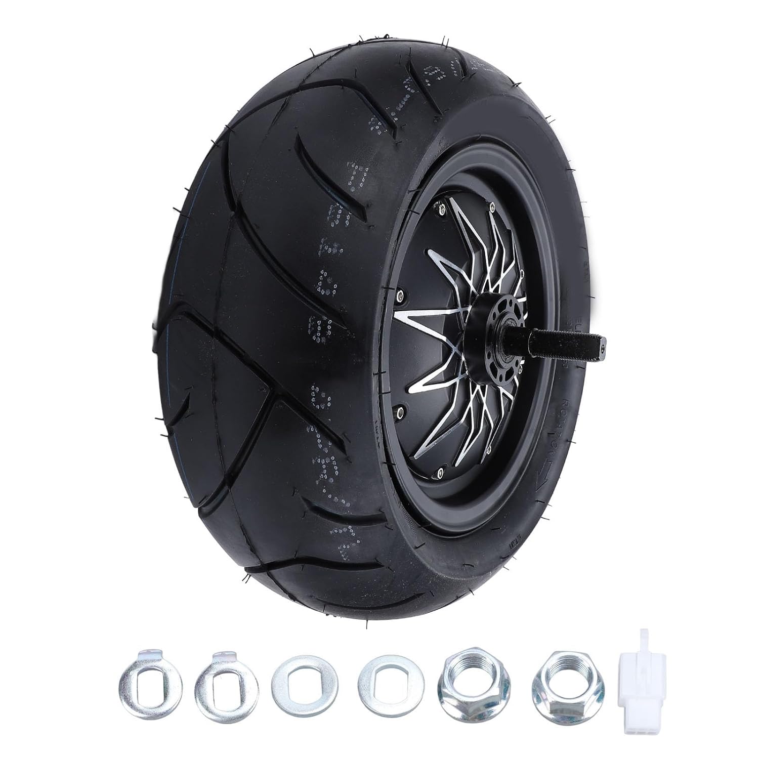 14in Wheel Hub Motor with Vacuum Tire 8000W to 10000W 72 to 120V Low Noise Disc Brake Dual Hall Motor for Electric Scooter Electric Motorcycle