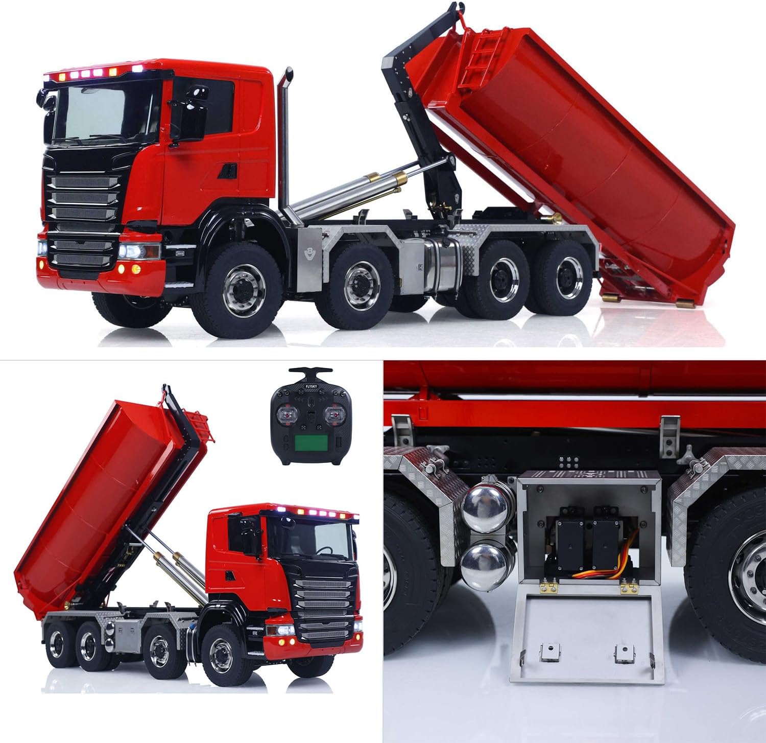 TOUCAN RC HOBBY Metal 1/14 Hydraulic RC Roll On Off Dump Truck 8x8 3Speed Radio Controlled Full Tipper Differential Lock Axles No Charger for Adult