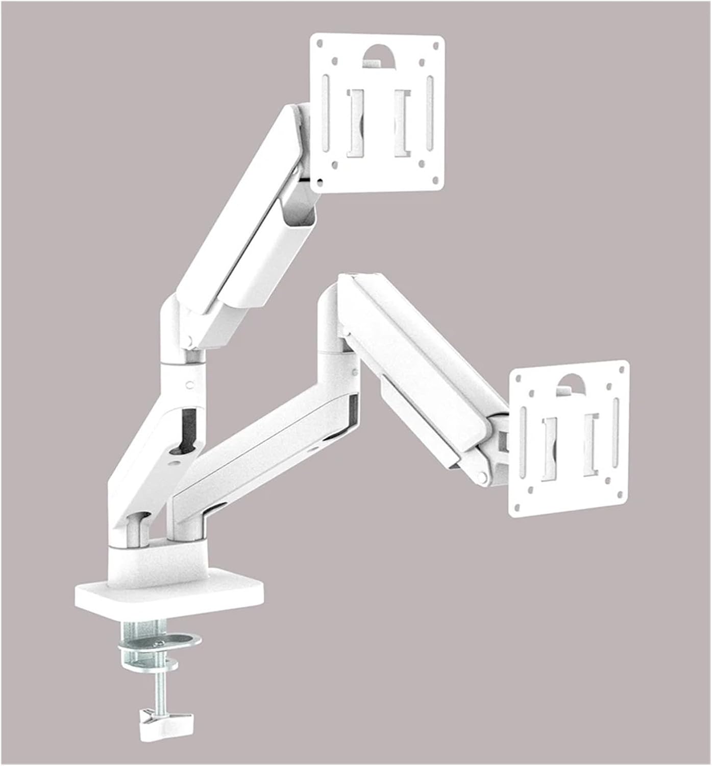 G12-24 Dual Monitor Desk Mount for 17 to 32 Inch Screens, Swivel and Tilt Adjustment, Dual-Arm Desk Mount, 2-10 kg Weight Capacity(White)